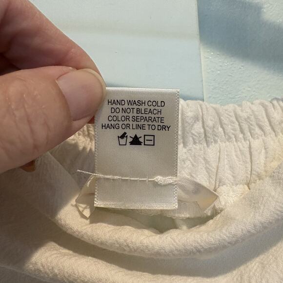 Boho Cottage Mini Skirt‎ Medium White Tennis Pleated Crinkle Gauze Academia Prep - Picture 8 of 9